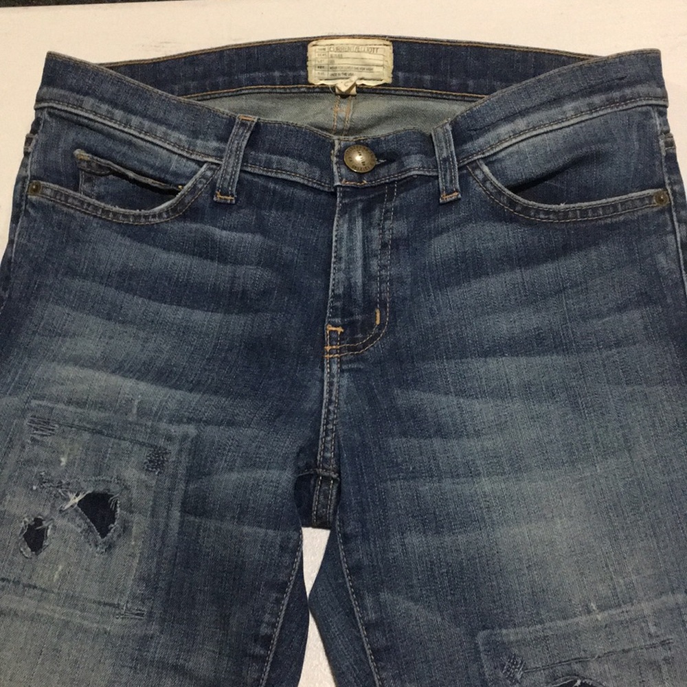 Current/Elliott Distressed Patchwork Skinnies - image 1